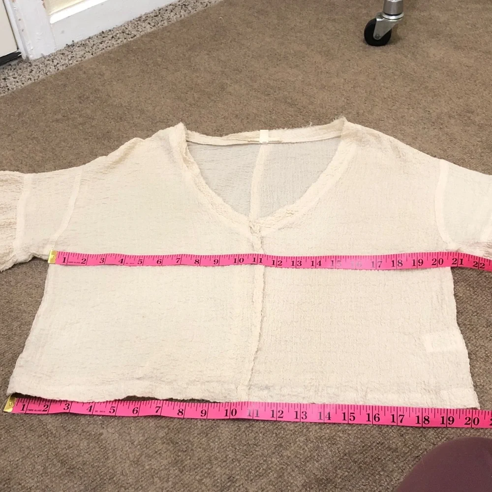 Anthropologie Grade & Gather Blouse Size Small Ecru Light Beige Textured Top